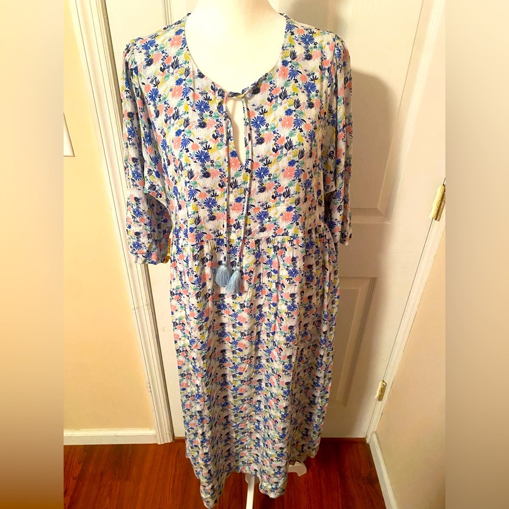 NWT Boden Light Blue Floral Print Women's Dress Size 6R